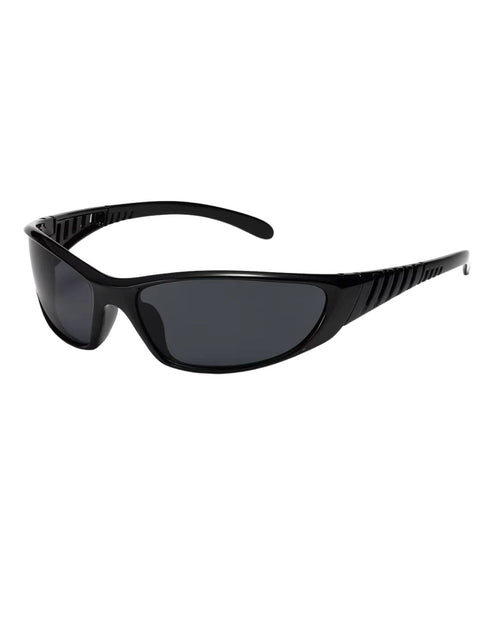Lunette de vitesse techno - Galapala G001⎜FRAGMENT - monture noire - verres noirs - vue de profil