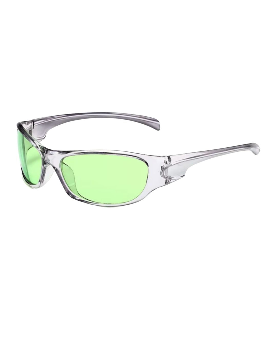 Lunette de vitesse Y2K - Galapala G003⎜PRISM - monture transparente - verres verts - vue de profil