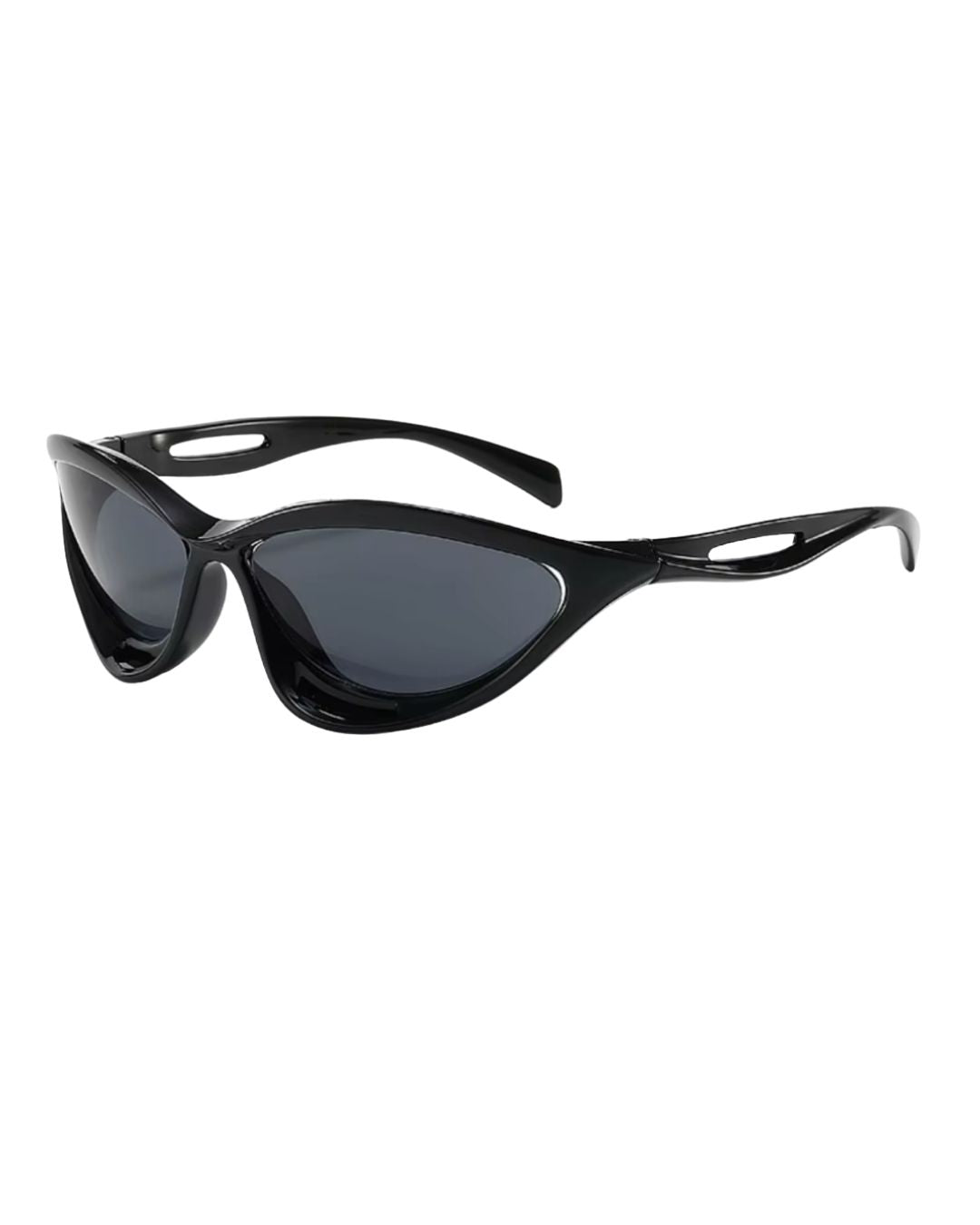 Lunettes originales futuristes - Galapala G008⎜TILT - monture noire - verres noirs - vue de profil