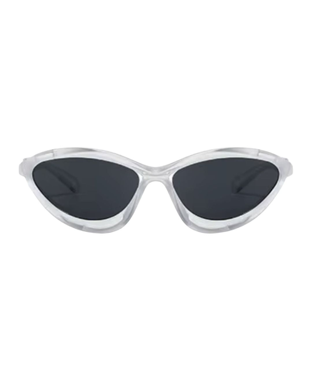 Lunettes originales futuristes - Galapala G008⎜TILT - monture transparente - verres noirs - vue de face