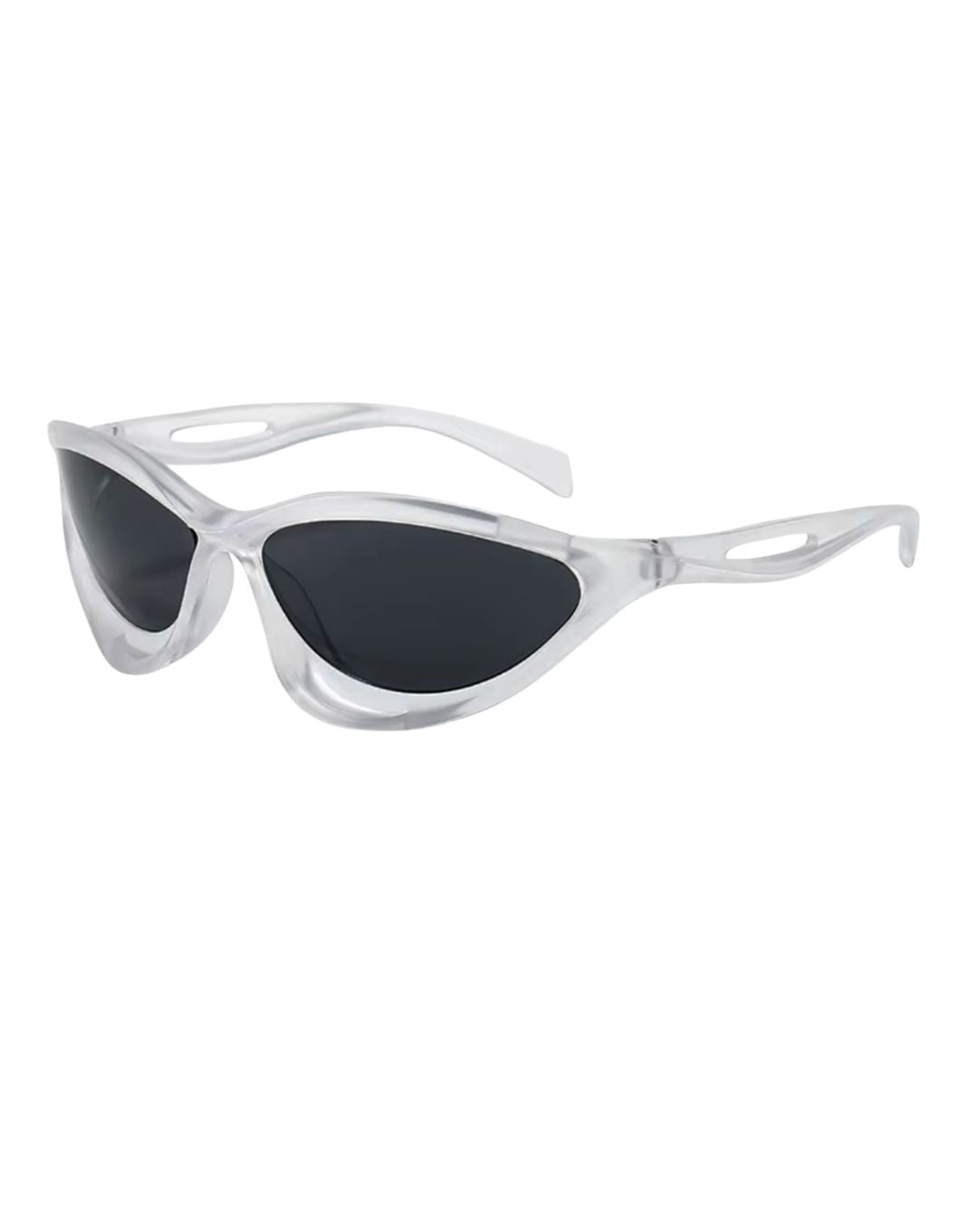 Lunettes originales futuristes - Galapala G008⎜TILT - monture transparente - verres noirs - vue de profil