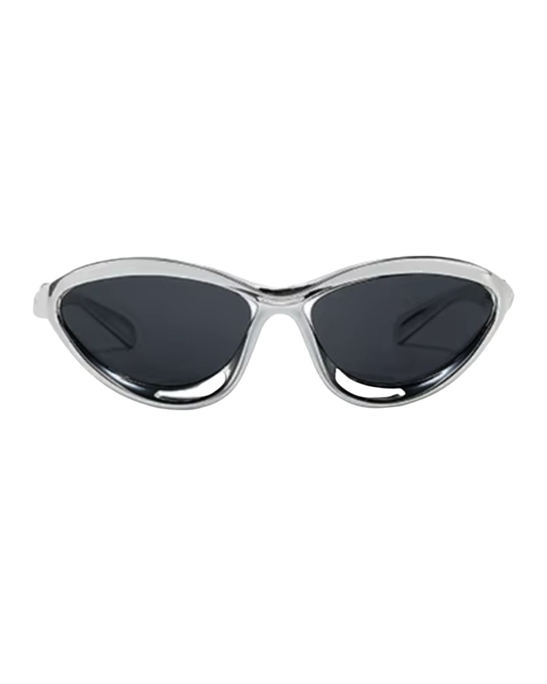 Lunettes originales futuristes - Galapala G008⎜TILT - monture argentée - verres noirs - vue de face