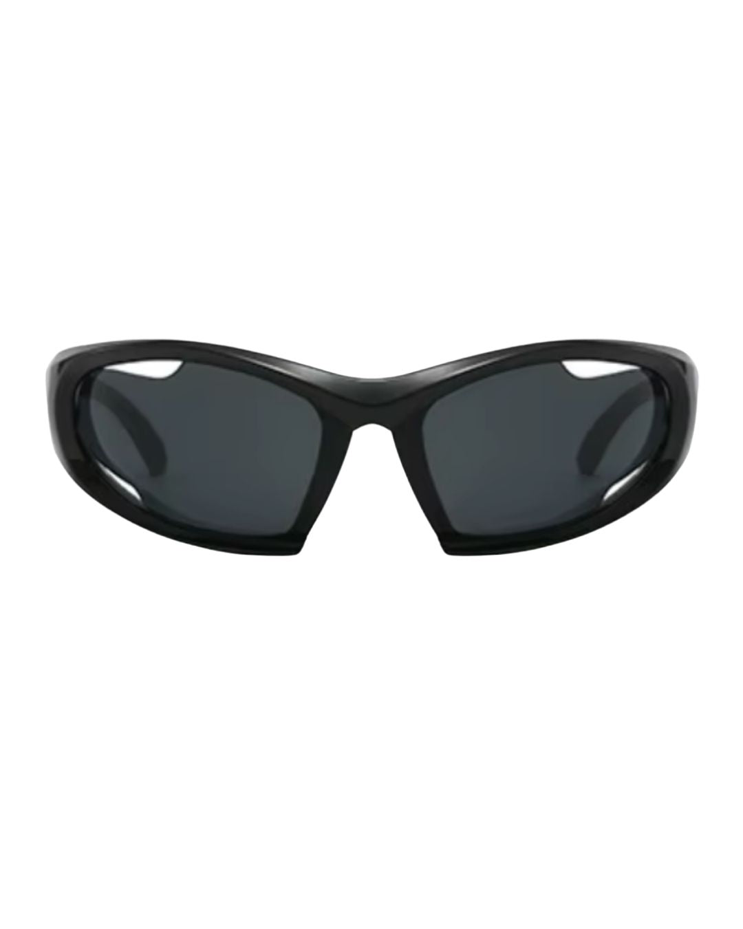 Lunettes originales futuristes - Galapala G014⎜ARANO - monture noire - verres noirs - vue de face