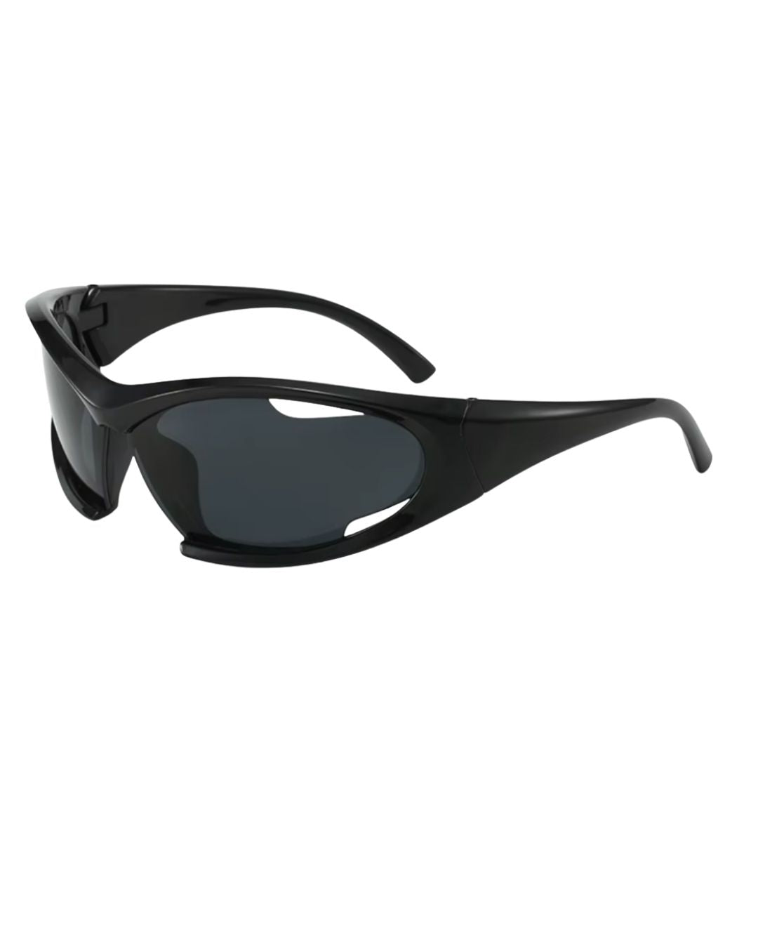 Lunettes originales futuristes - Galapala G014⎜ARANO - monture noire - verres noirs - vue de profil