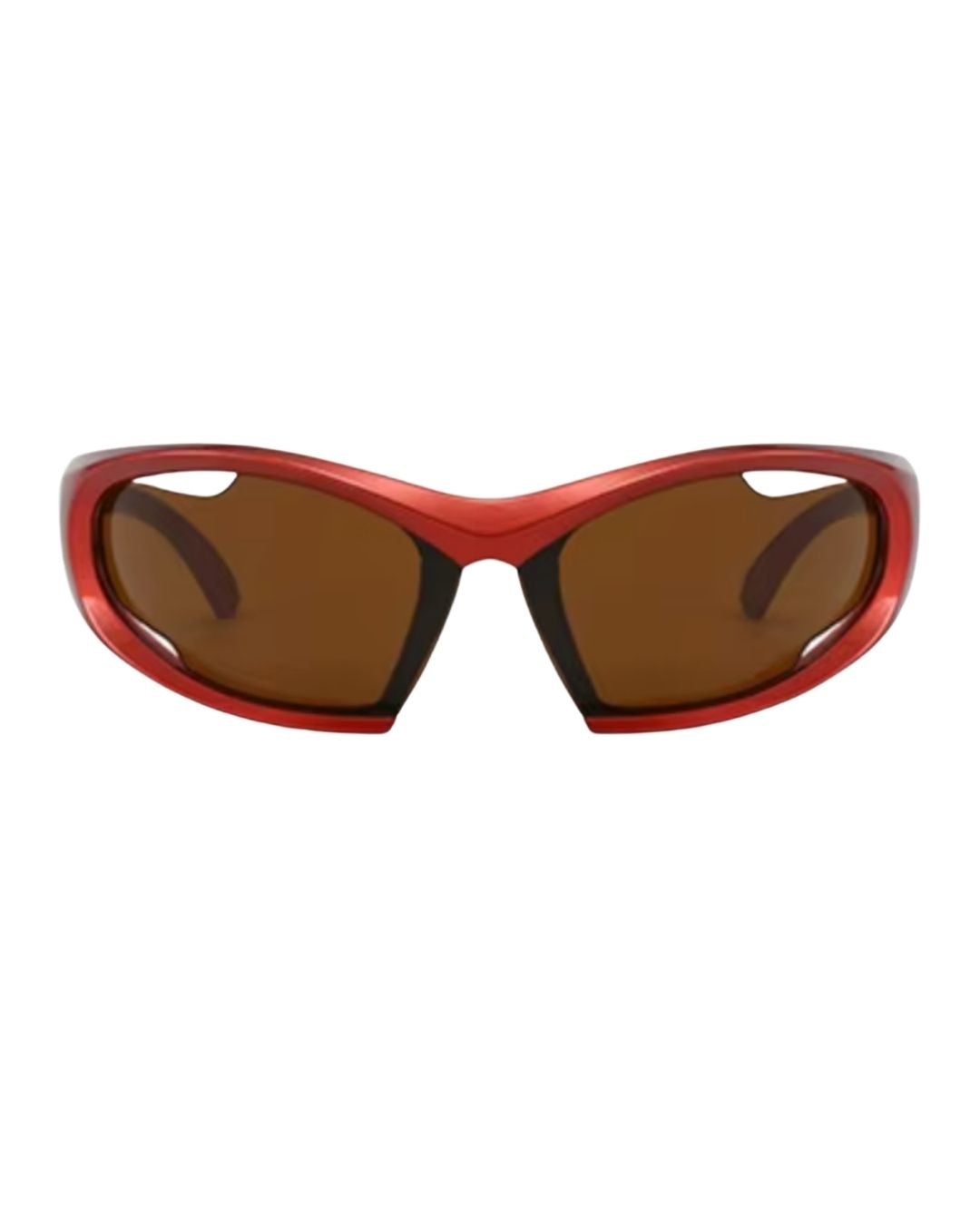 Lunettes originales futuristes - Galapala G014⎜ARANO - monture rouge - verres marron - vue de face